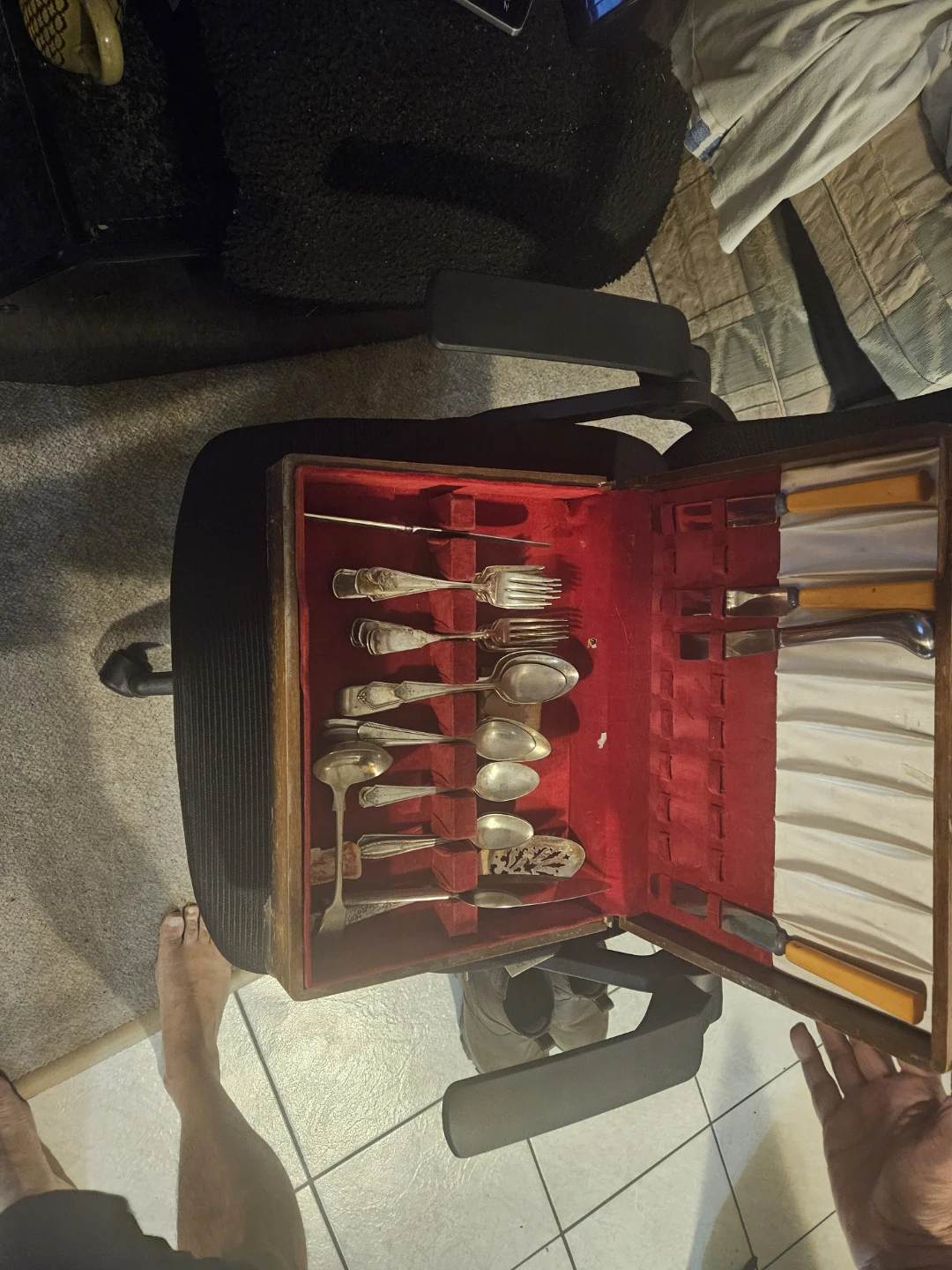 Antique Silverware Set in Wooden Case