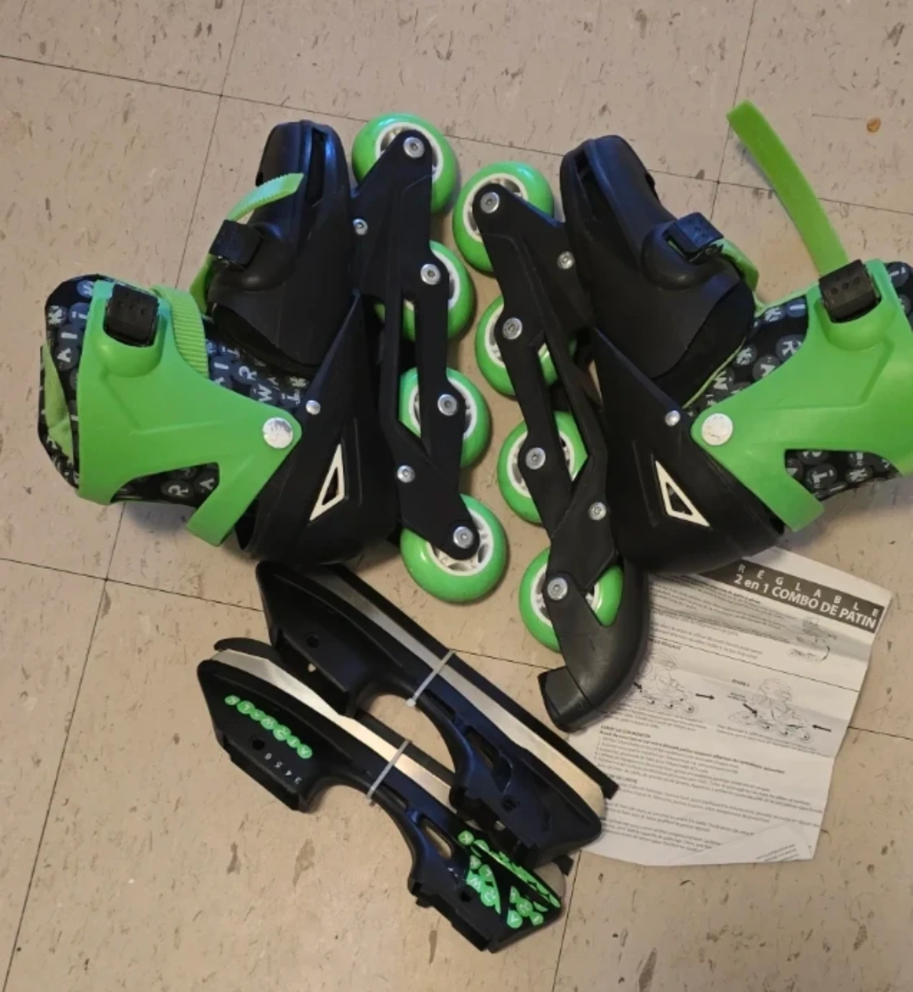 🌱Airwalk Adjustable 2-in-1 Skate Combo - Green Size 3-6