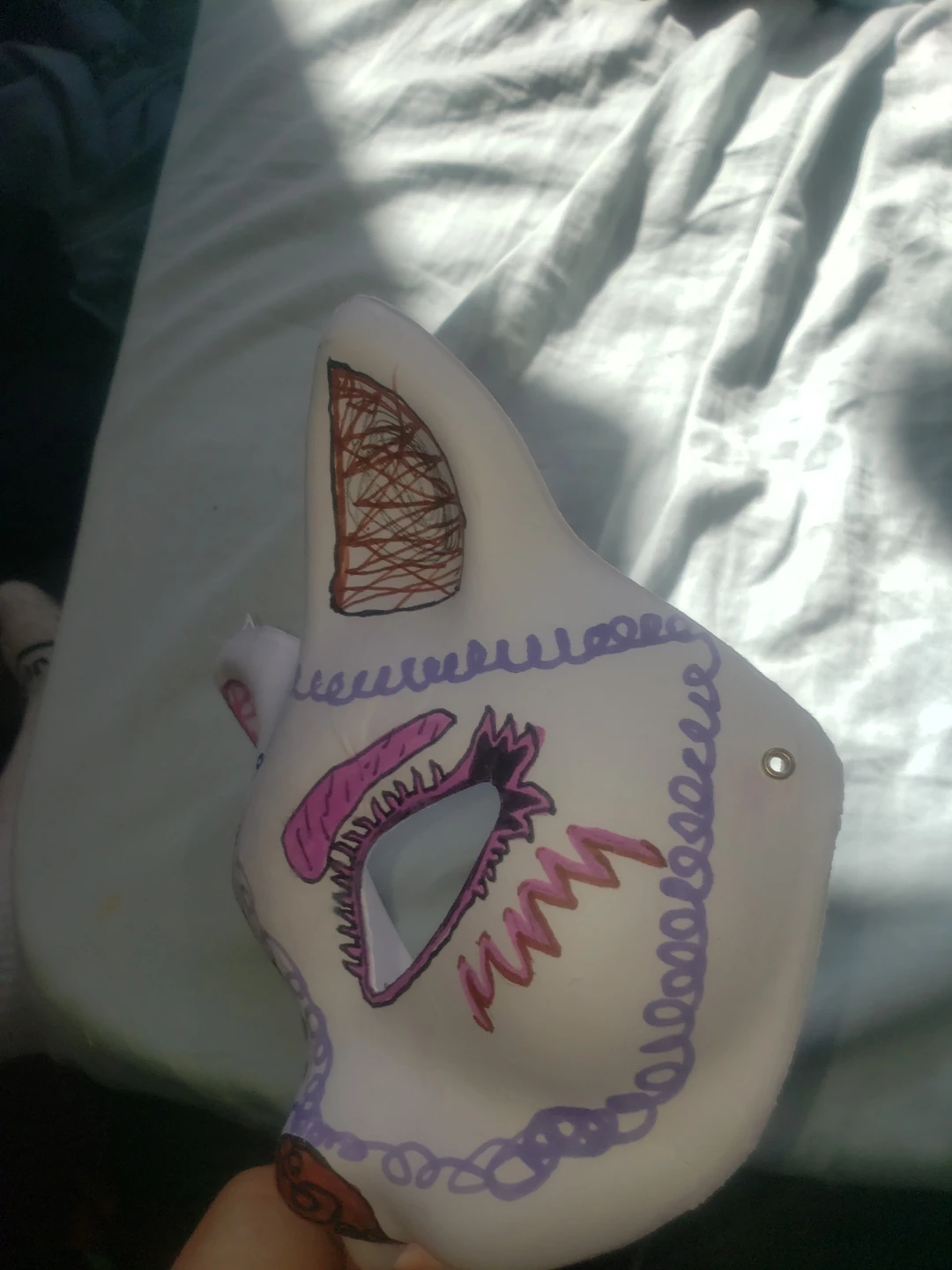 White, blue, purple, pink, and Brown Cat mask - photo 3