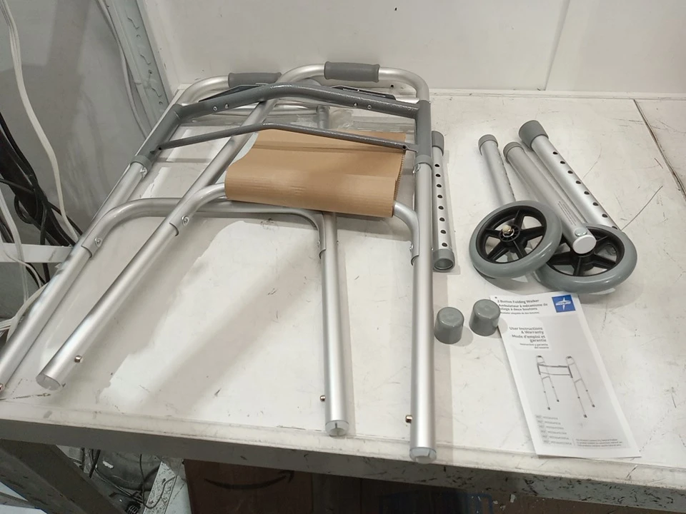 Medline 2 button folding walker - 5'' wheels - 300lb capacity - photo 3