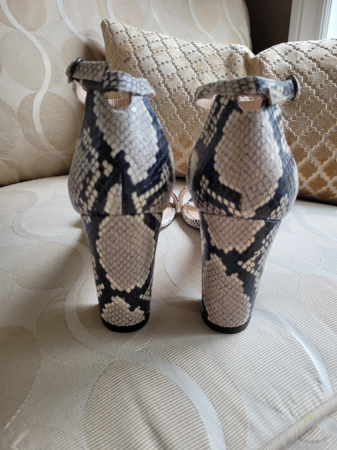 Stuart Weitzman Snakeskin Block Heel Sandals - photo 3