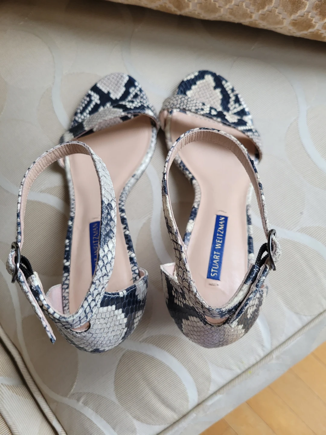 Stuart Weitzman Snakeskin Block Heel Sandals - photo 4