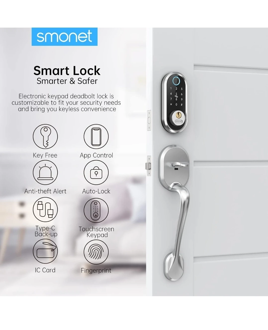 NEW Smart Door Lock Digital Deadbolt Handle Bar - photo 5