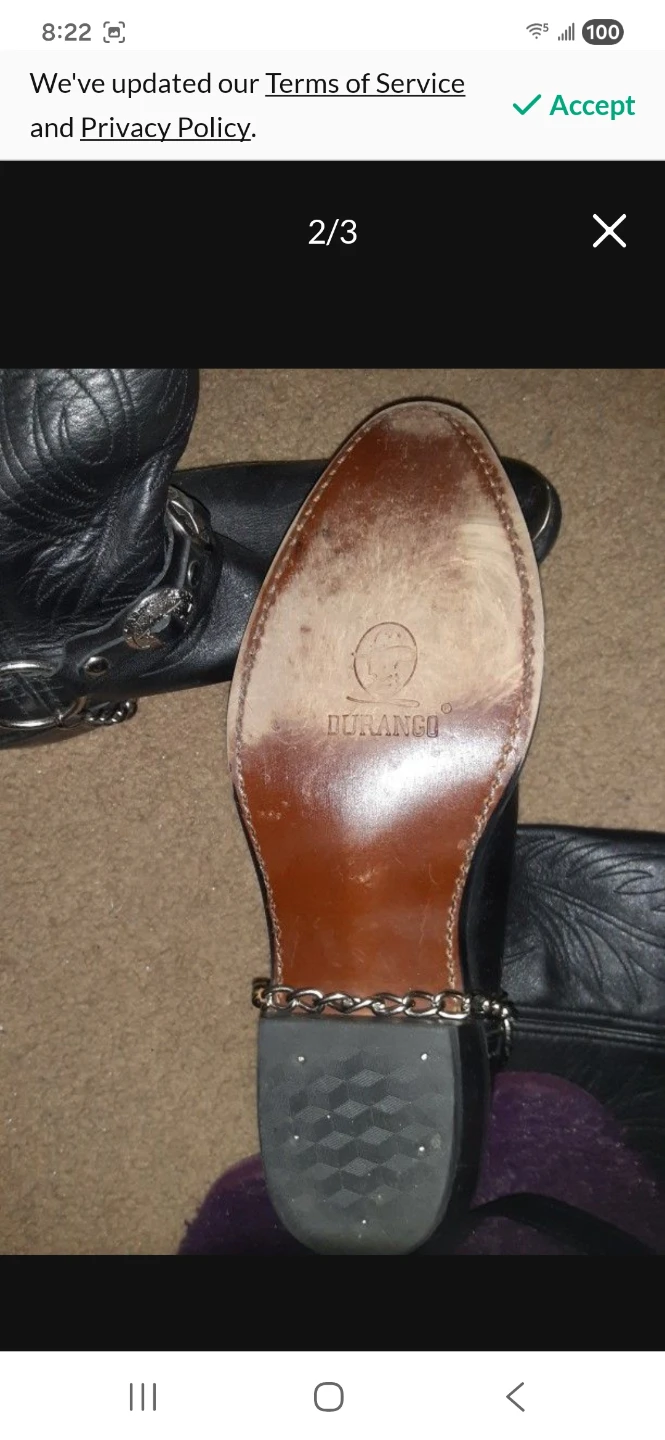 Durango Black Leather Cowboy Boots Size 9.5 D - photo 2