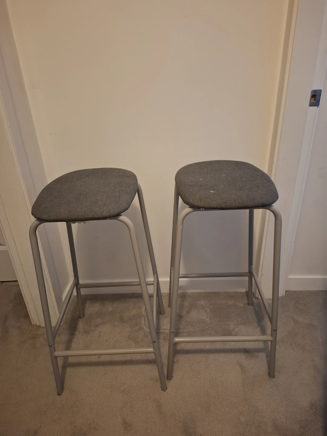 Grey Fabric Bar Stools - Set of 2 - photo 2