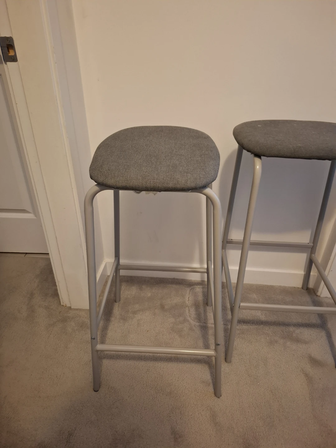 Grey Fabric Bar Stools - Set of 2 - photo 3