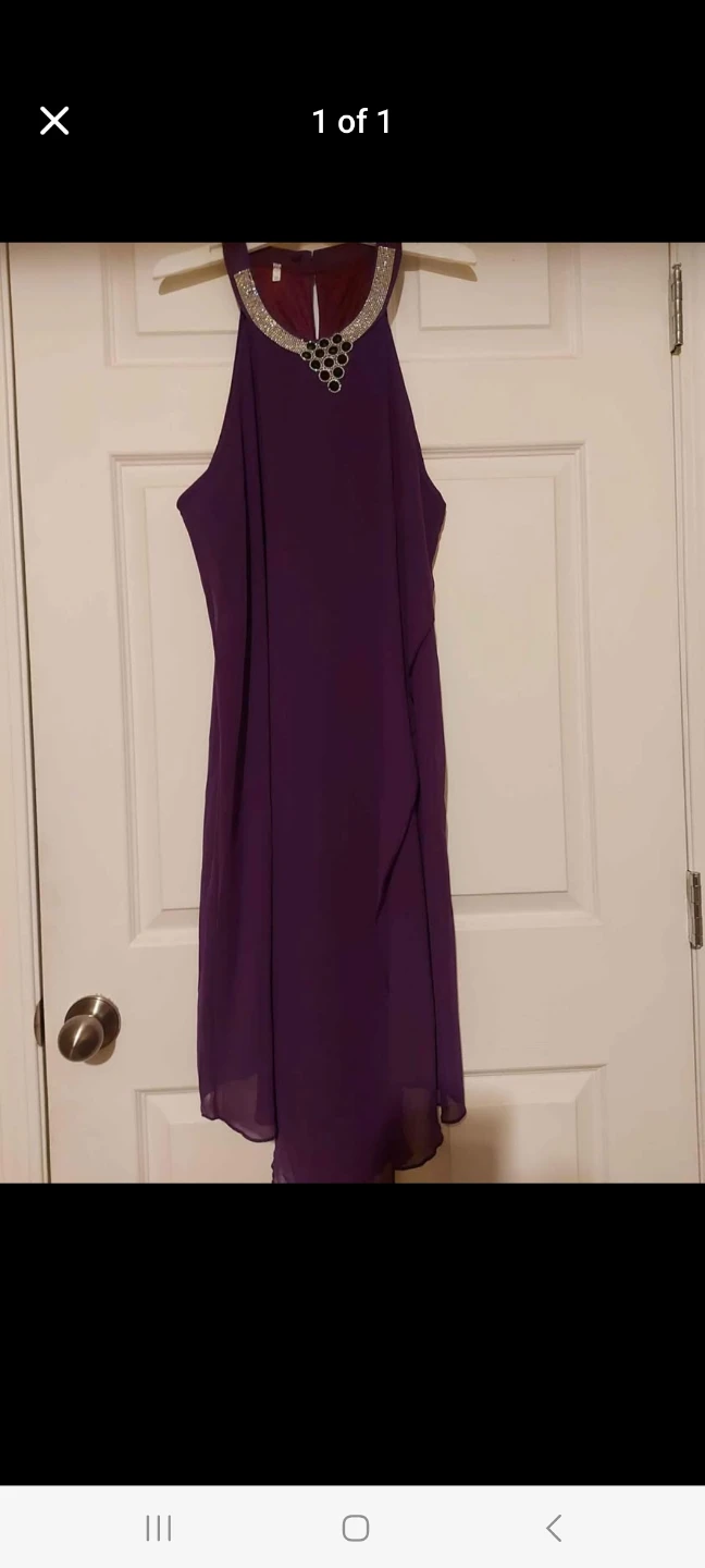 Purple Halter Neck Dress with Embellished Neckline - photo 2