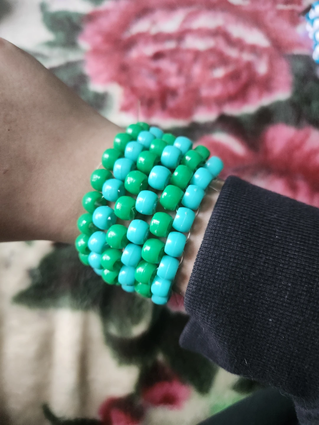 Handmade Beaded Bracelet - Teal and Green - photo 3