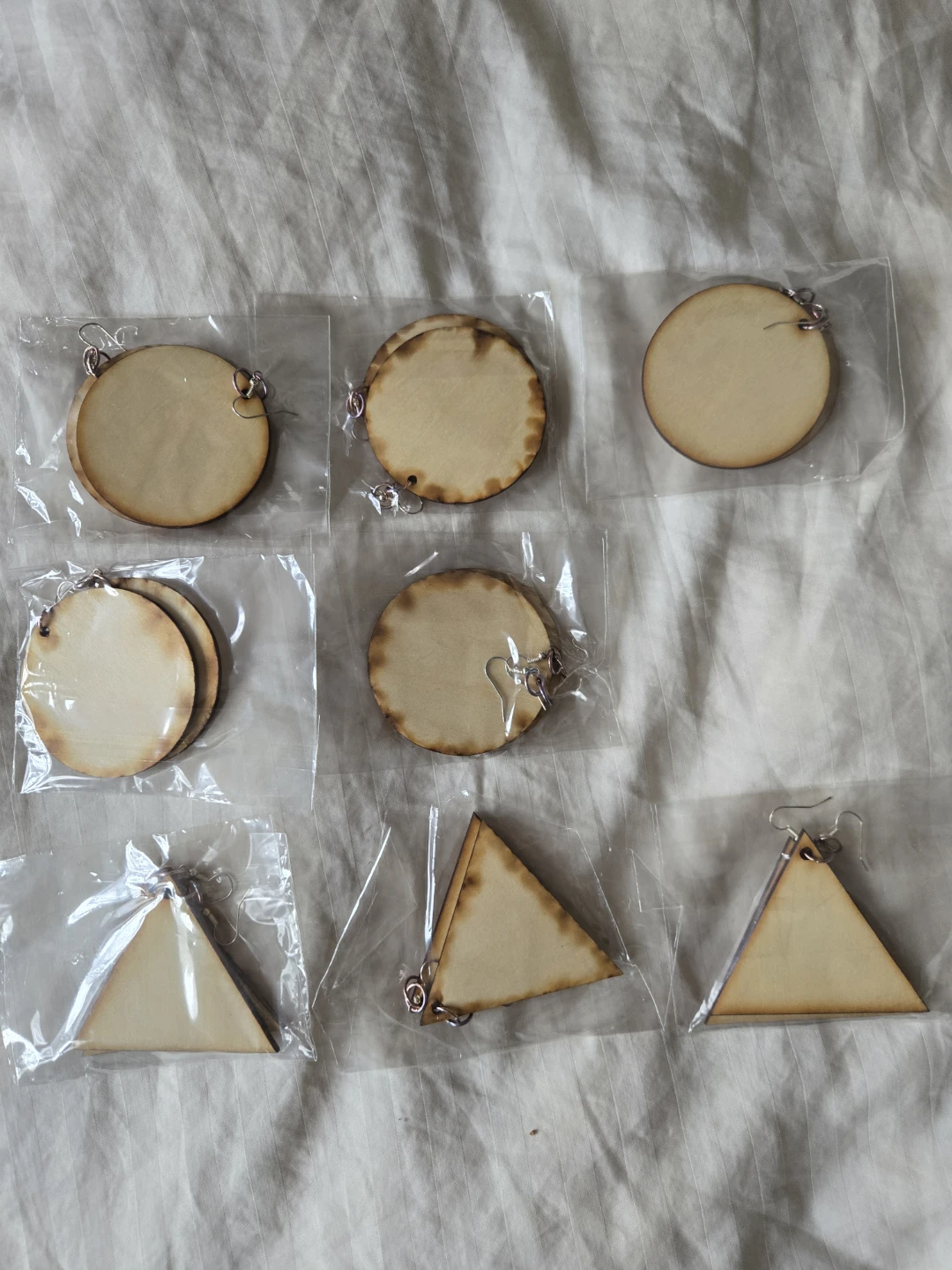 Wooden Circle & Triangle Earrings