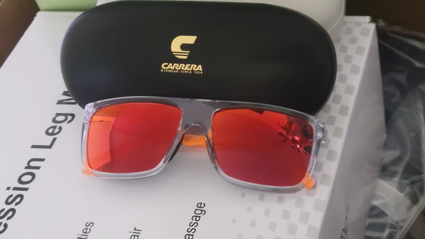 Carrera Sunglasses with Red Lenses and Case