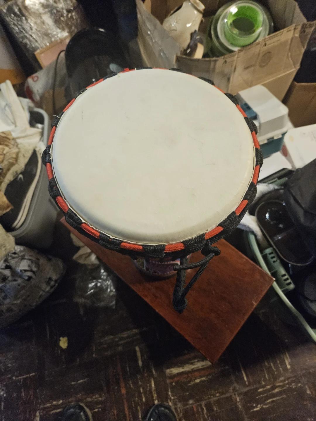 Djembe Drum with Red Body and Decorative Base - photo 5