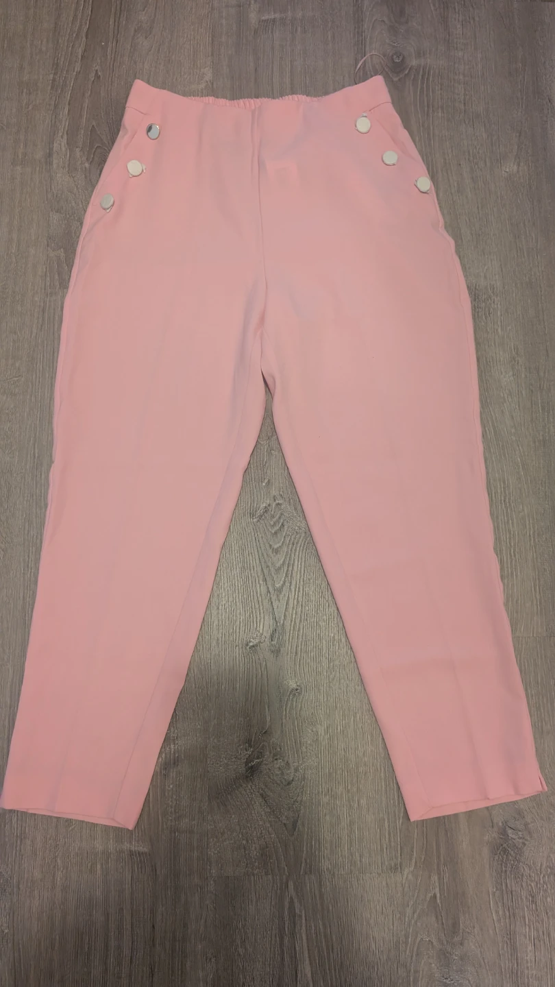 Pink Women's Pants with Button Detail - photo 2