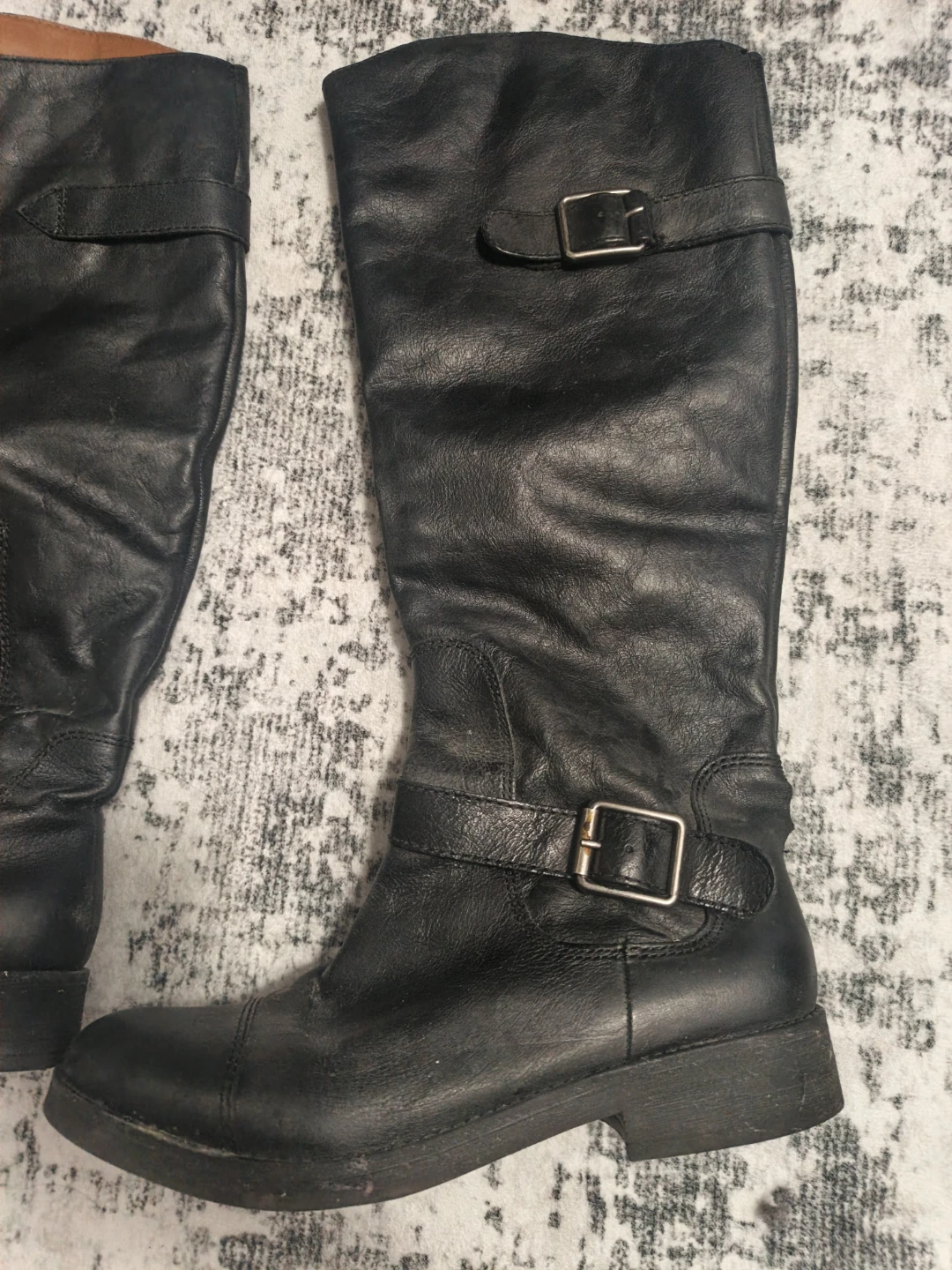 Lucky Brand Black Leather Knee-High Boots with Buckles - photo 4