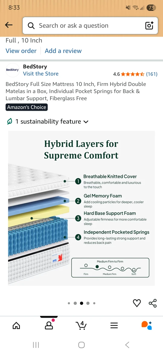 BedStory Full Size Mattress - 10 Inch Hybrid - photo 4