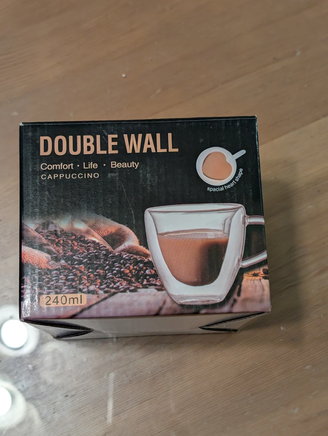 Double Wall Heart Shaped Glass Mug 240ml - photo 2