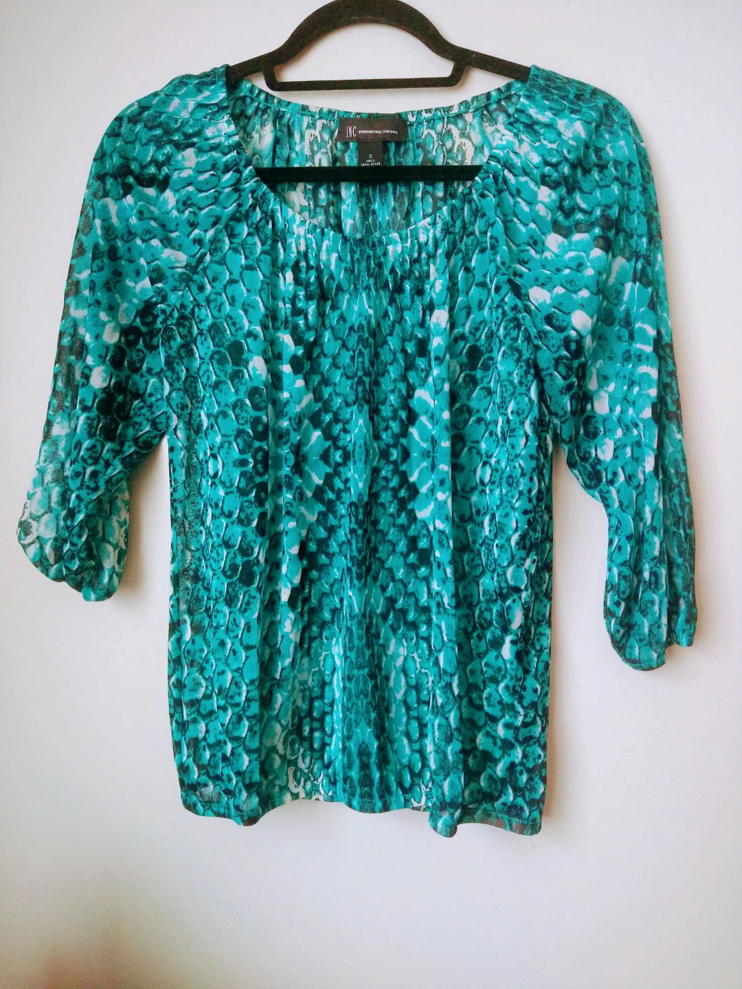 INC International Concepts Teal Snake Print Blouse and Tank