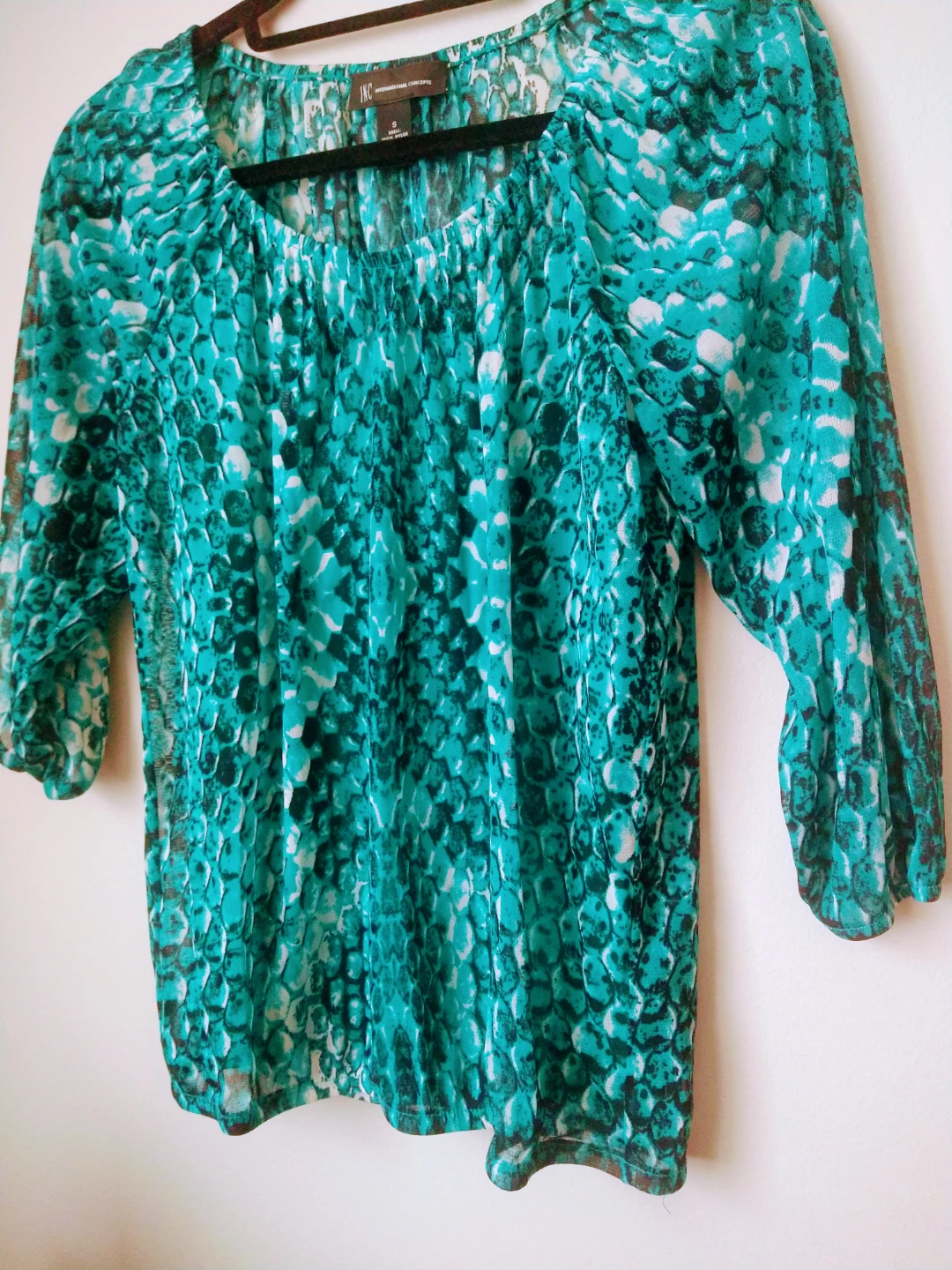 INC International Concepts Teal Snake Print Blouse and Tank - photo 2