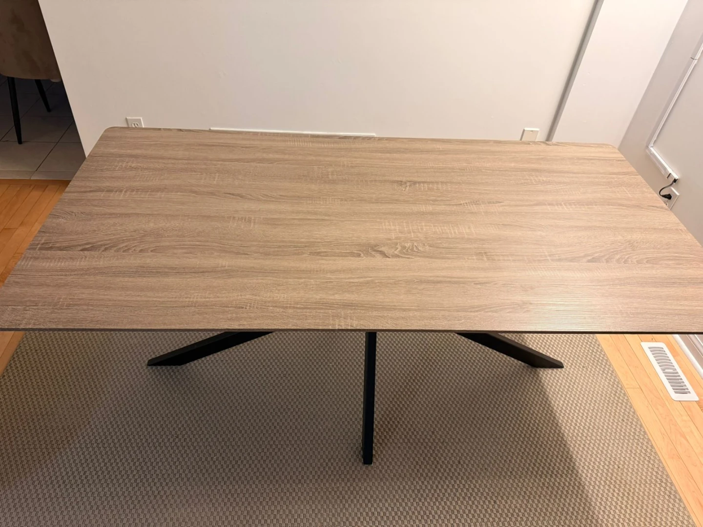Large Dining Table with Black X-Leg Base