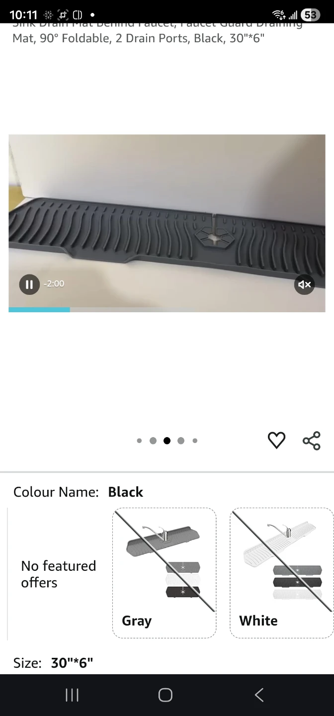 Sink Faucet Mat, 90° Foldable, Black, 30"x6"🌱 - photo 2