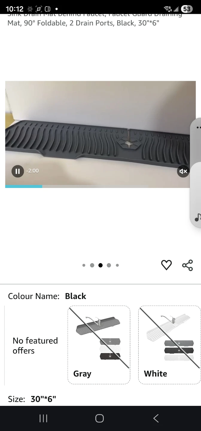 Sink Faucet Mat, 90° Foldable, Black, 30"x6"🌱 - photo 3