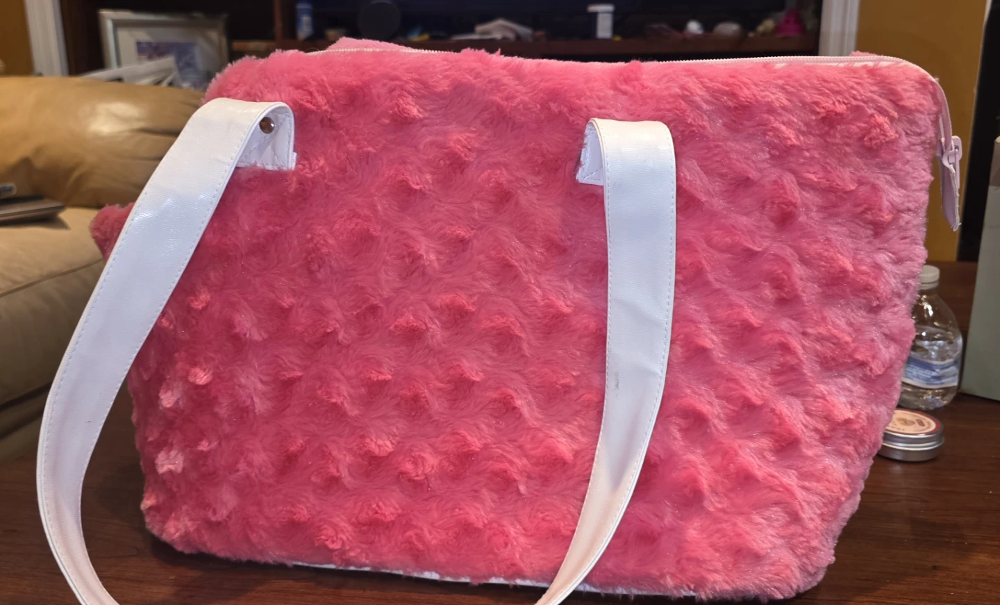 Pink Faux Fur Pet Carrier Bag - photo 2