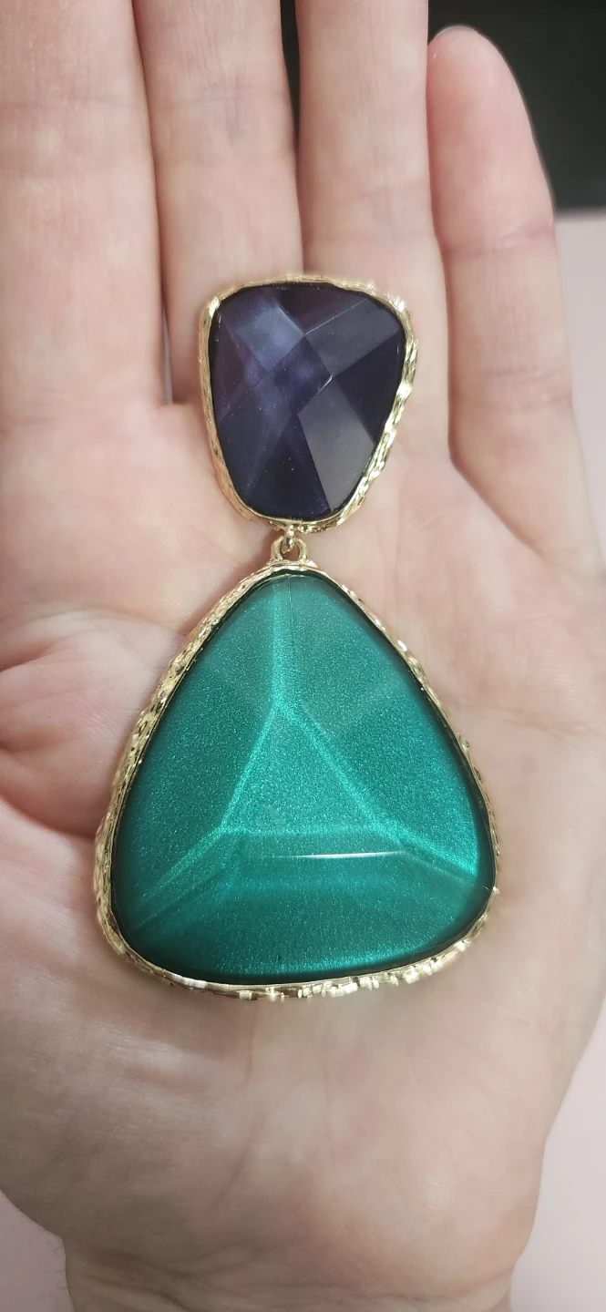 # 9 Green and Blue Stone Drop Earrings - photo 2