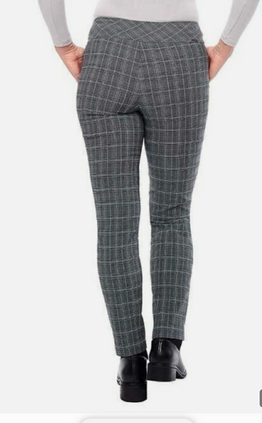 Brand new S.C.& CO Gray Plaid Tummy Control Pants Size 6 - photo 2