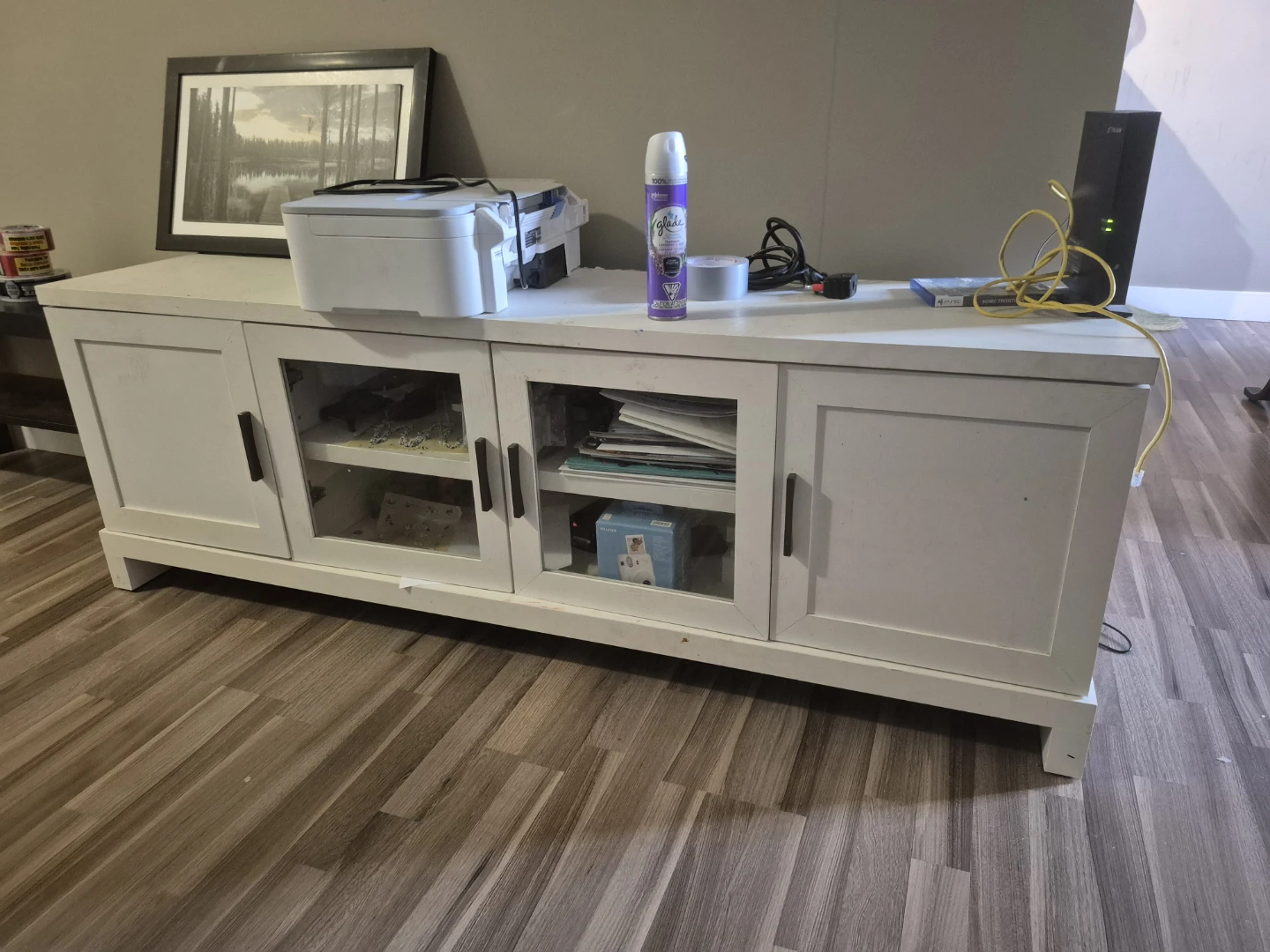 White Media Console with Glass Doors from Ikea