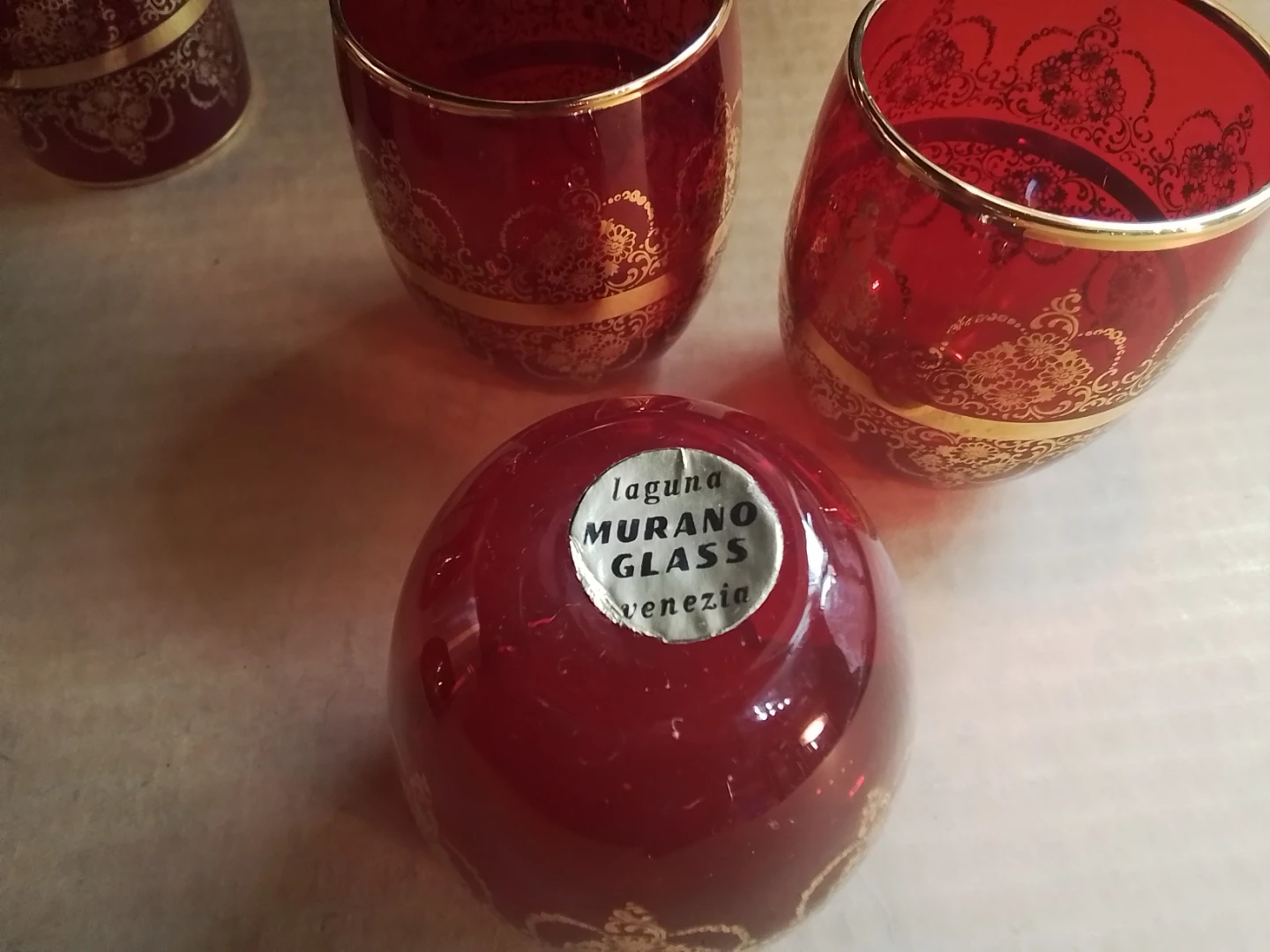 Set of 6 Red Laguna Venetian Murano Glass Tumblers - photo 3