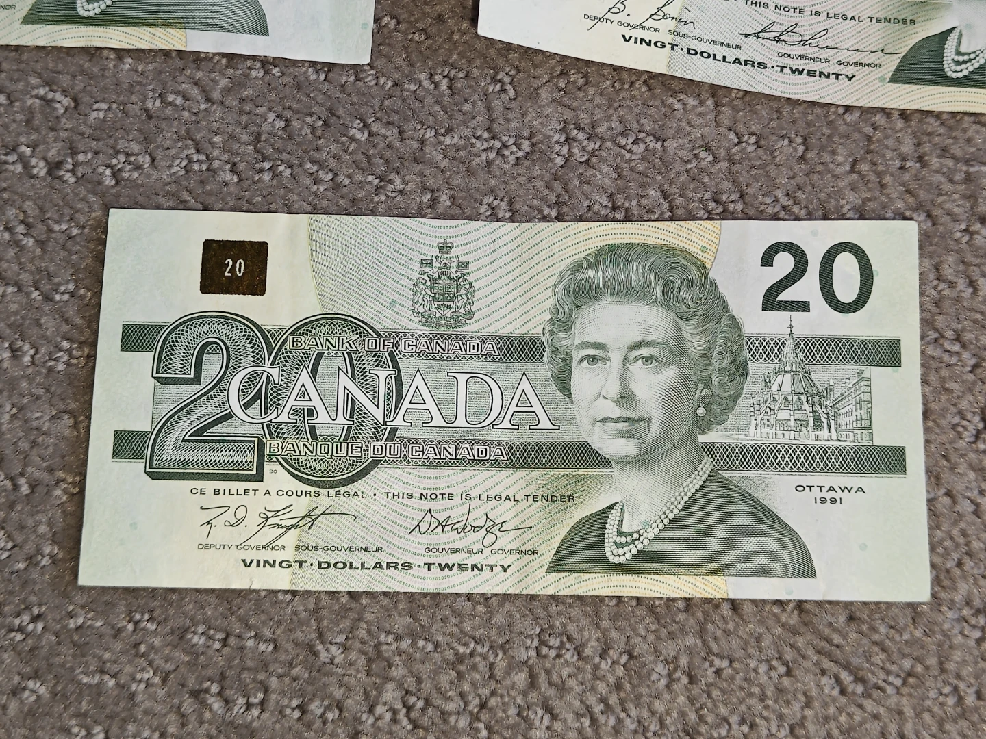 Set of 3 Vintage 1991 Canadian $20 Bills Birds of Canada Series - photo 4