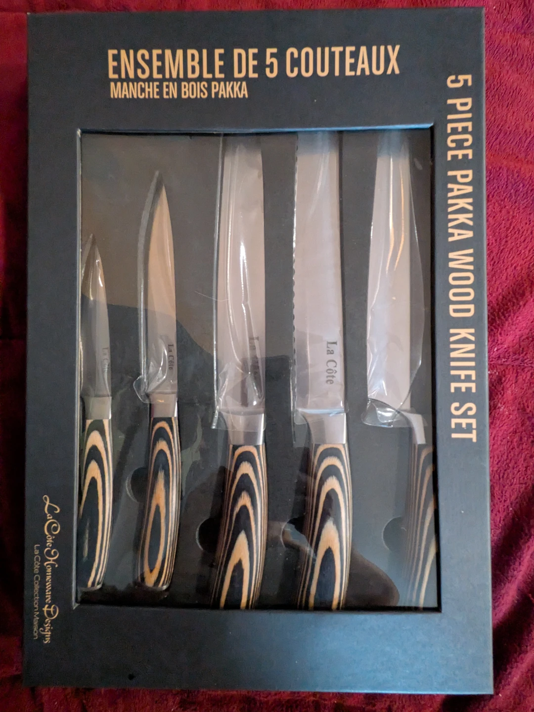 La Côte 5-Piece Pakka Wood Knife Set (Japanese Steel)