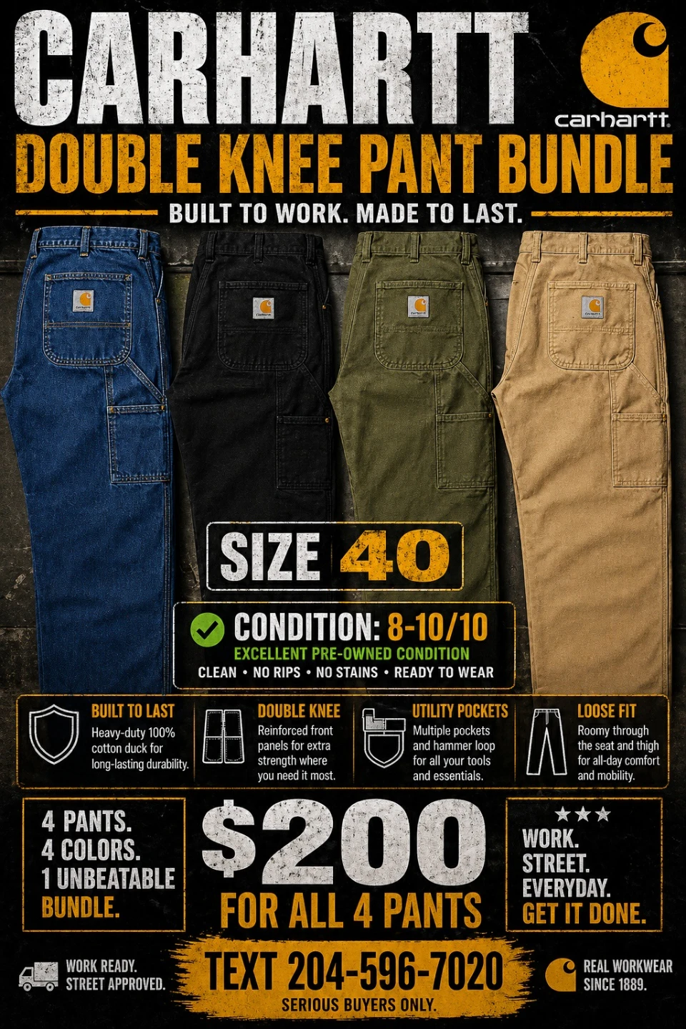 Carhartt Double Knee Pant Bundle - Size 40