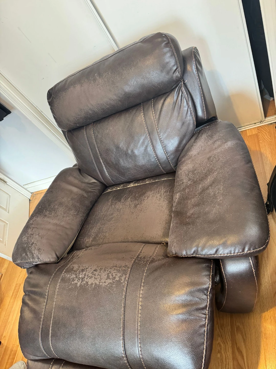Brown Faux Leather Recliner - photo 2