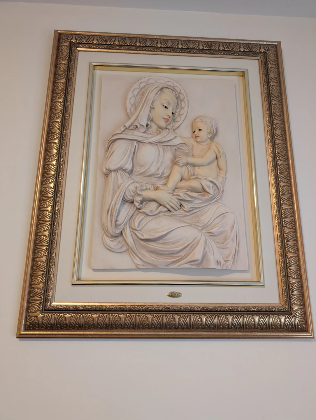 Framed Madonna and Child Bas-Relief Art - photo 2