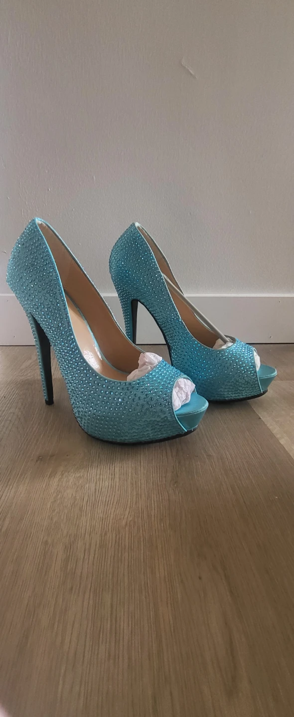 Leg Avenue Blue Rhinestone Peep-Toe Heels - photo 2