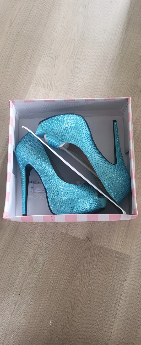 Leg Avenue Blue Rhinestone Peep-Toe Heels - photo 4