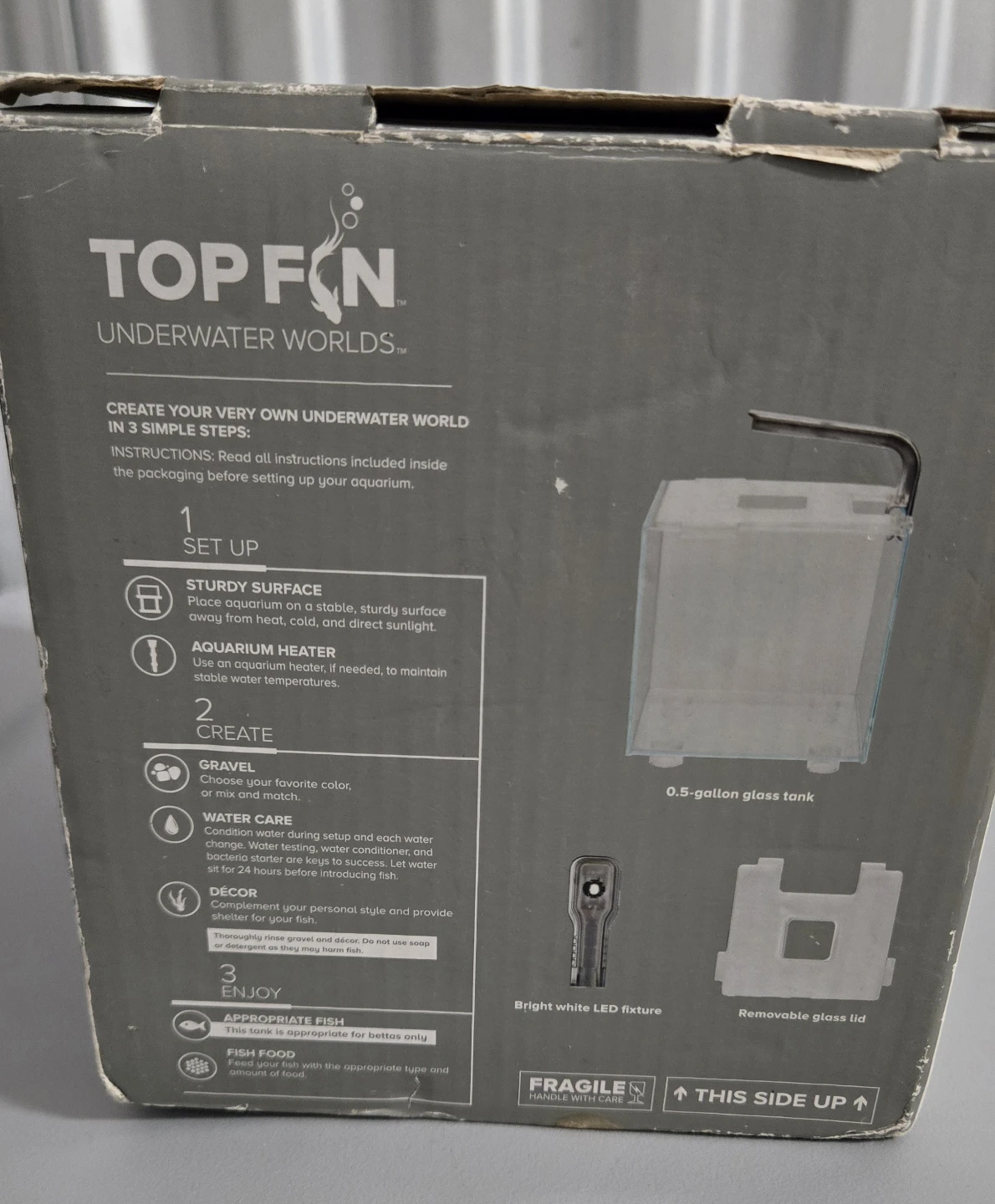 Top Fin Calm 0.5 Gallon Betta Tank Aquarium Kit with LED Light - photo 2