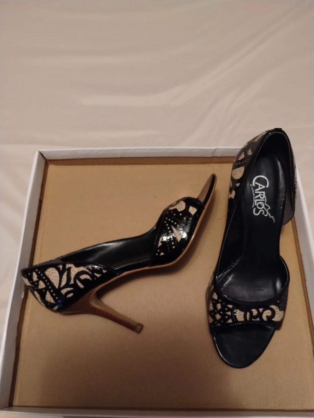 Carlos by Carlos Santana Women's Black Open Toe Heels