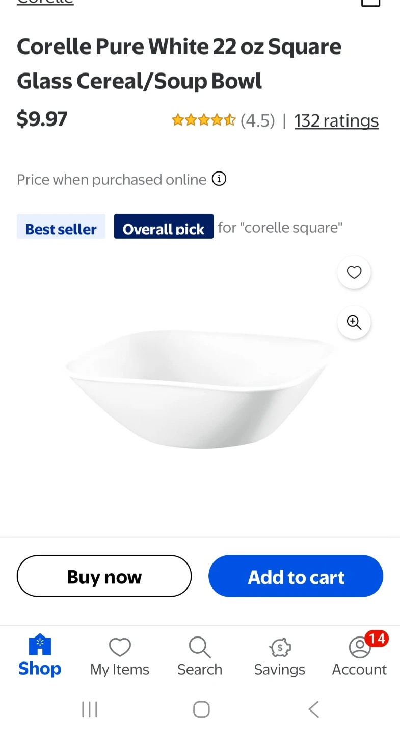 5 ea Corelle 22oz Square Glass Cereal/Soup Bowl - photo 3