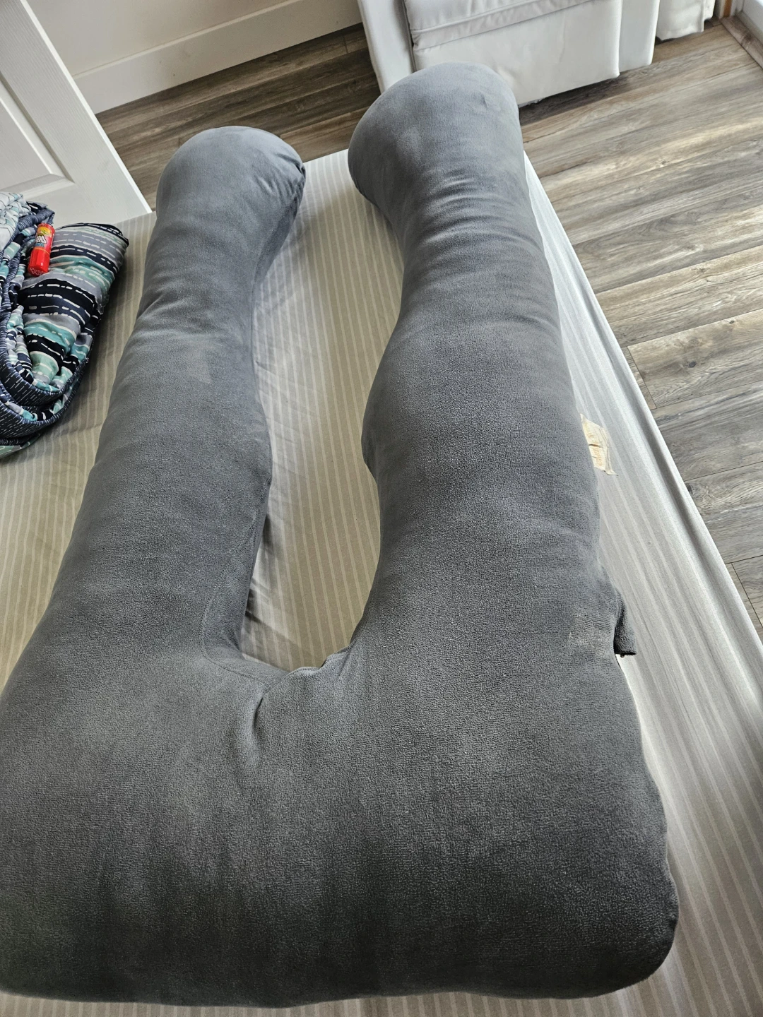 Grey U-Shaped Full Body Pregnancy Pillow with cover cloth - photo 2