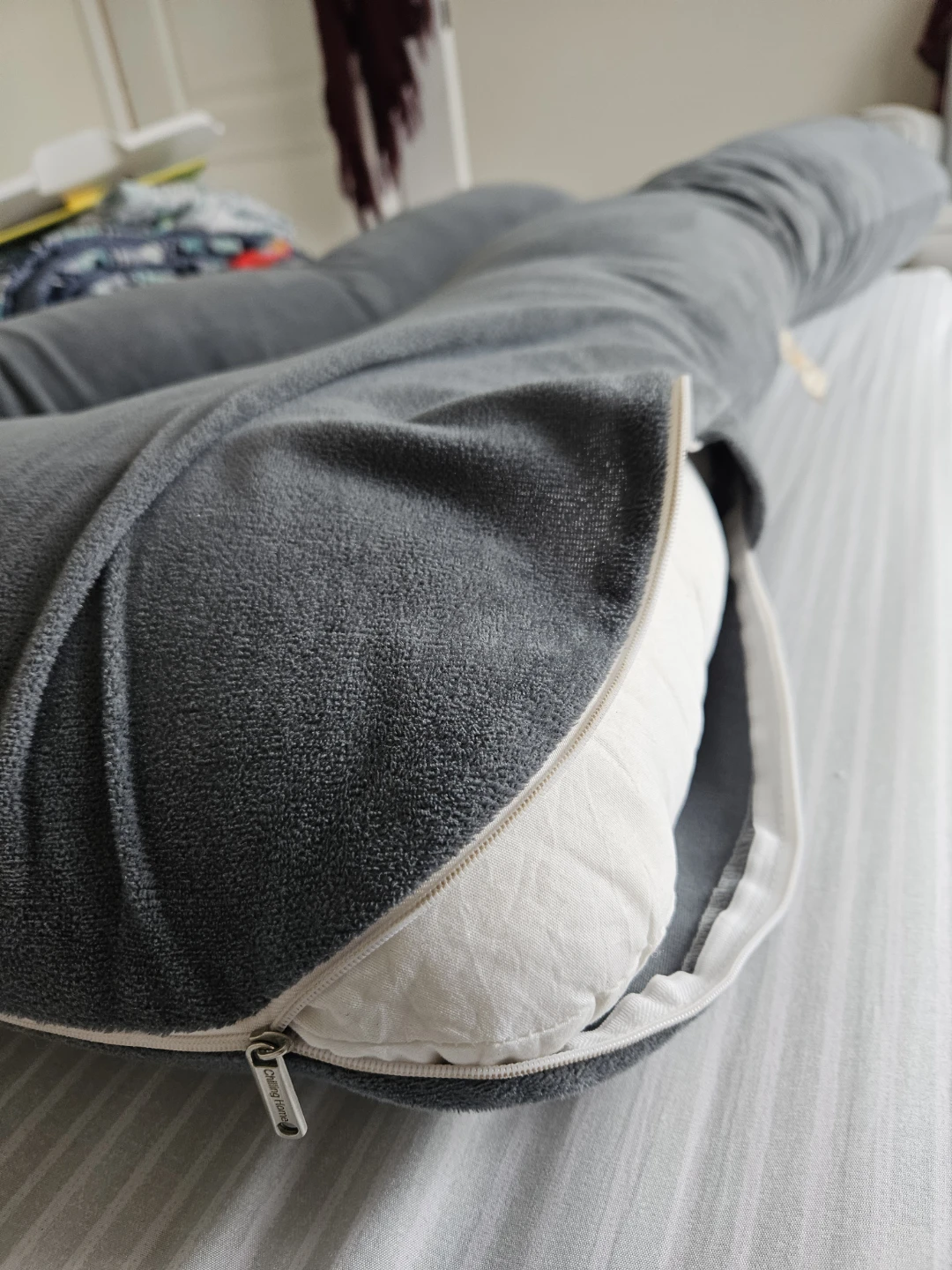 Grey U-Shaped Full Body Pregnancy Pillow with cover cloth - photo 3