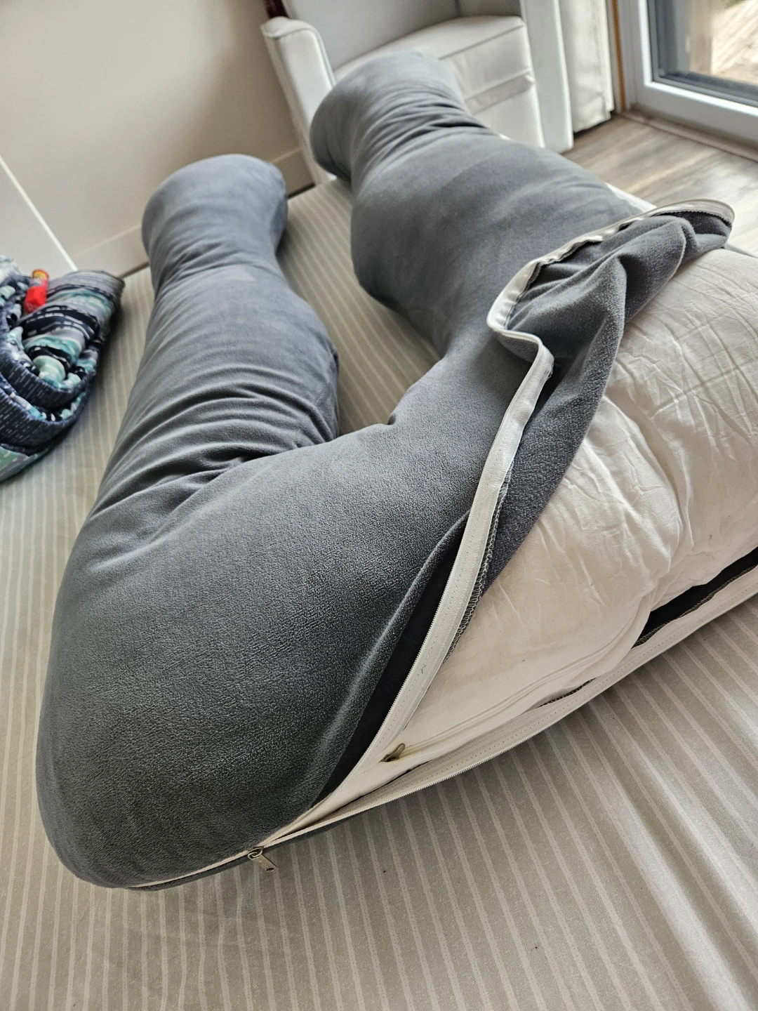Grey U-Shaped Full Body Pregnancy Pillow with cover cloth - photo 4