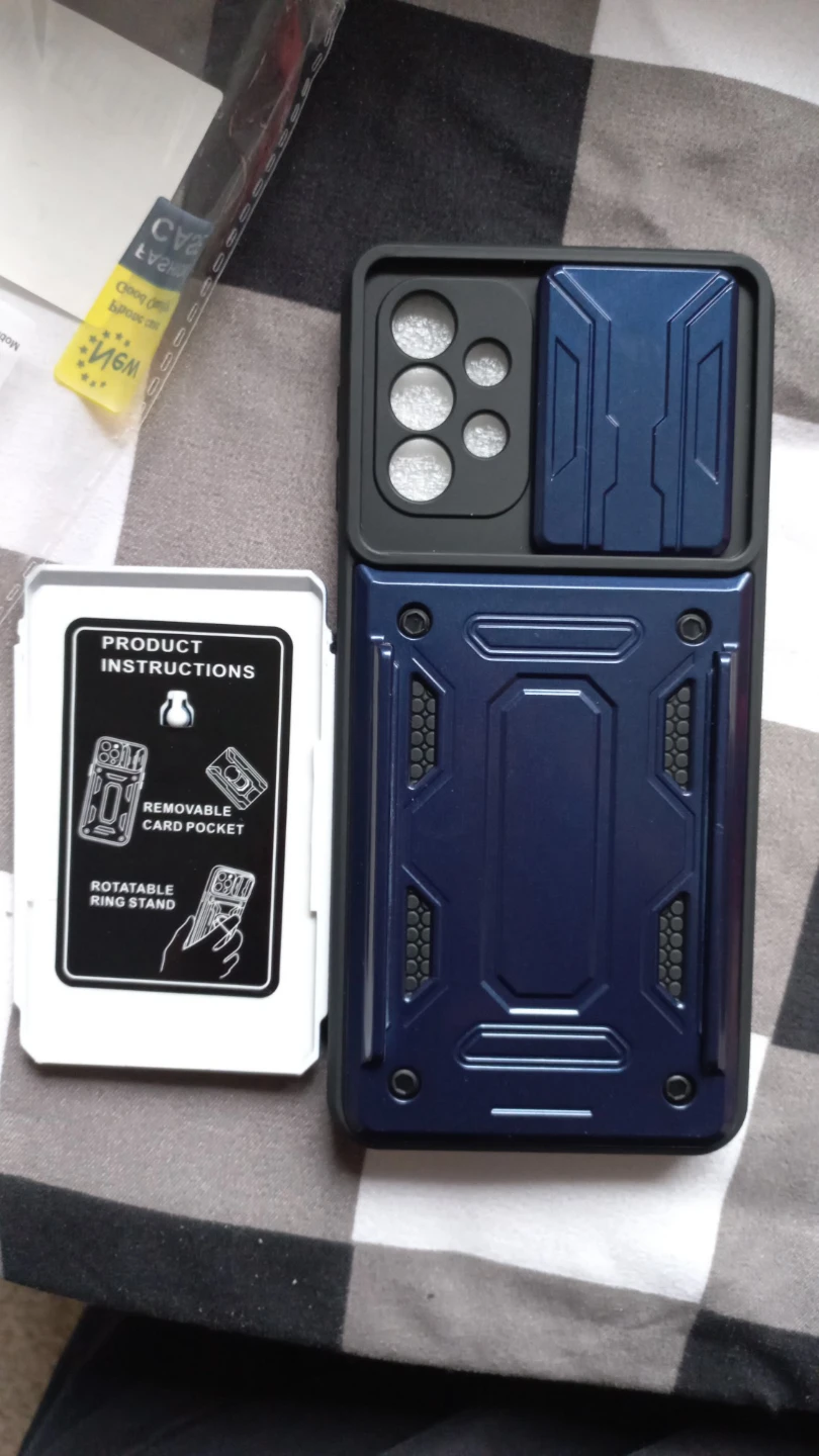Blue Samsung A32 5GPhone Case with Ring Stand and Card Pocket