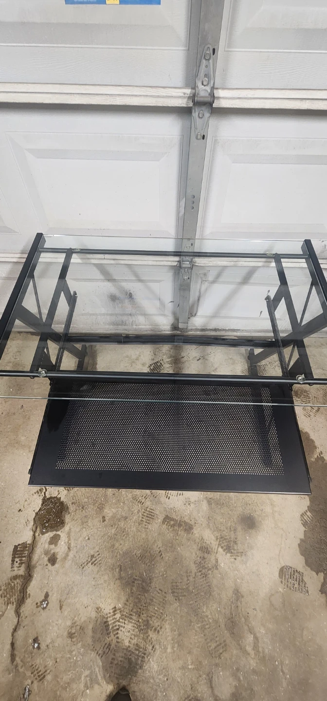 Glass top desk with black metal frame - photo 2