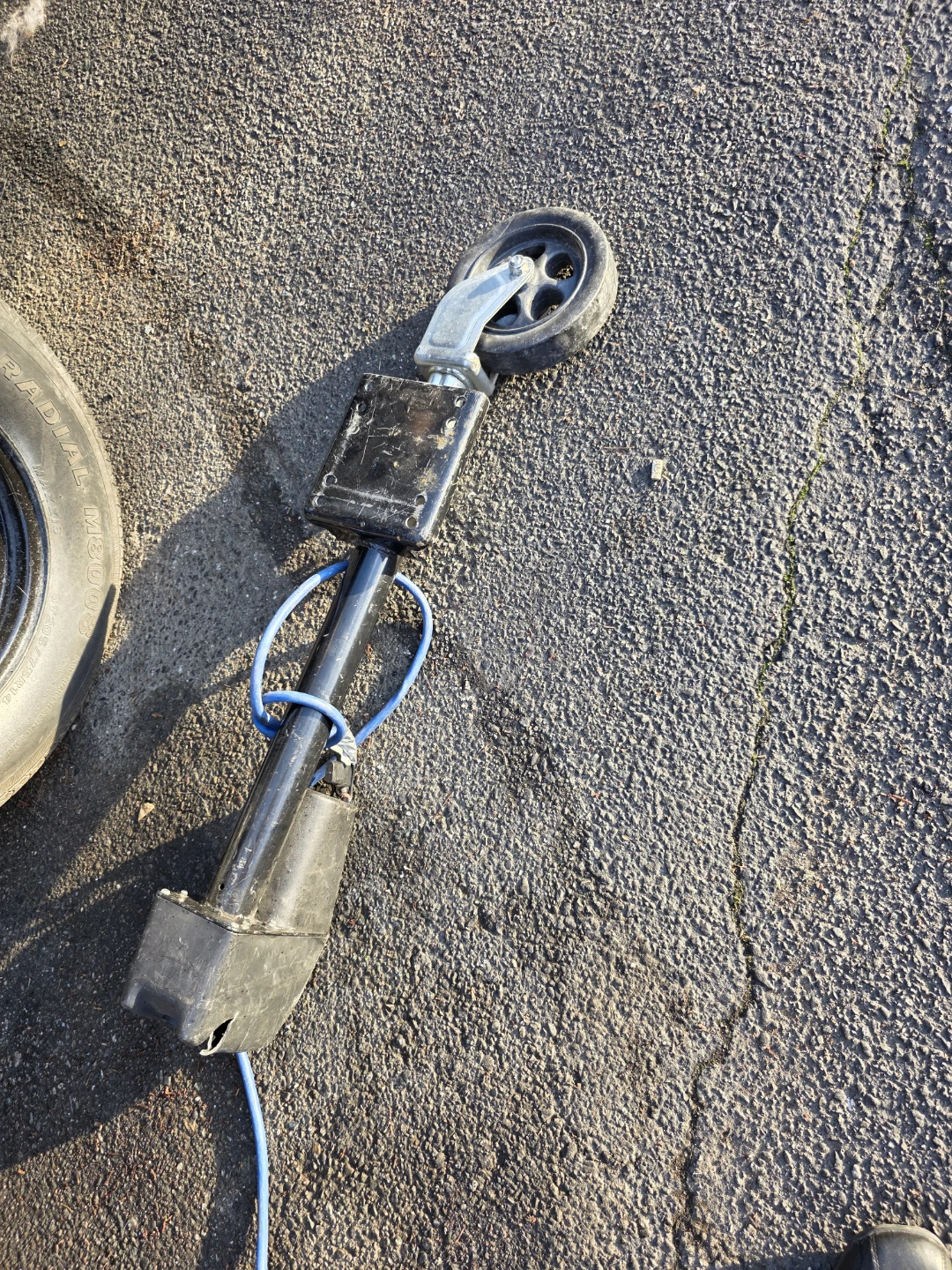 Black Trailer Jack Leg Wheel Assembly