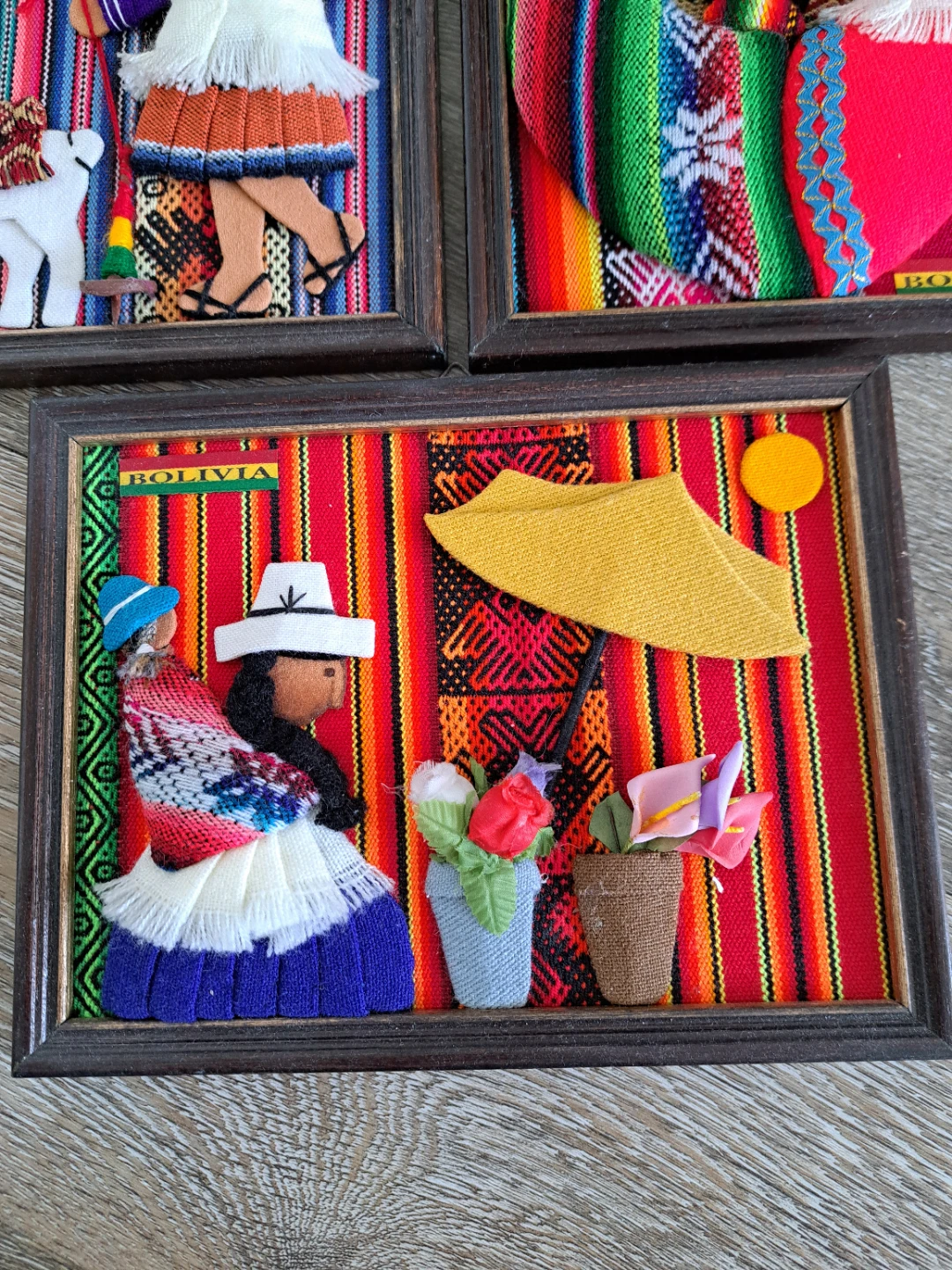 Framed Bolivian Textile Art - Set of 5 - photo 2