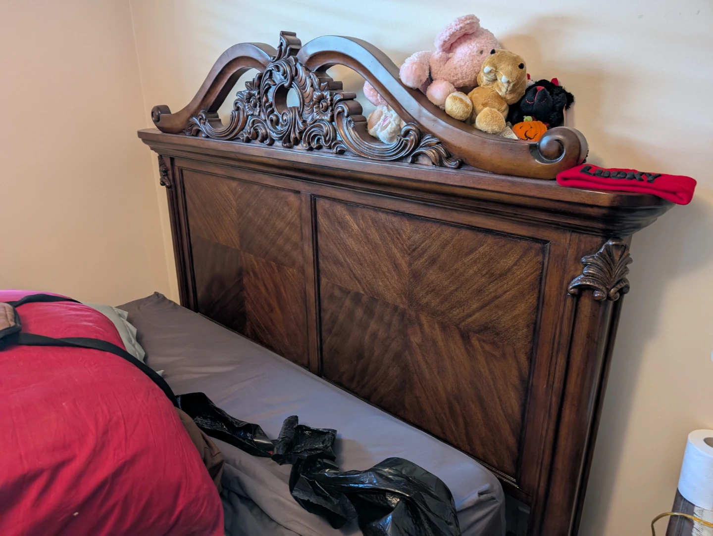 Wooden Dresser with Mirror, Night stand, and Bed frame/headboard - photo 3
