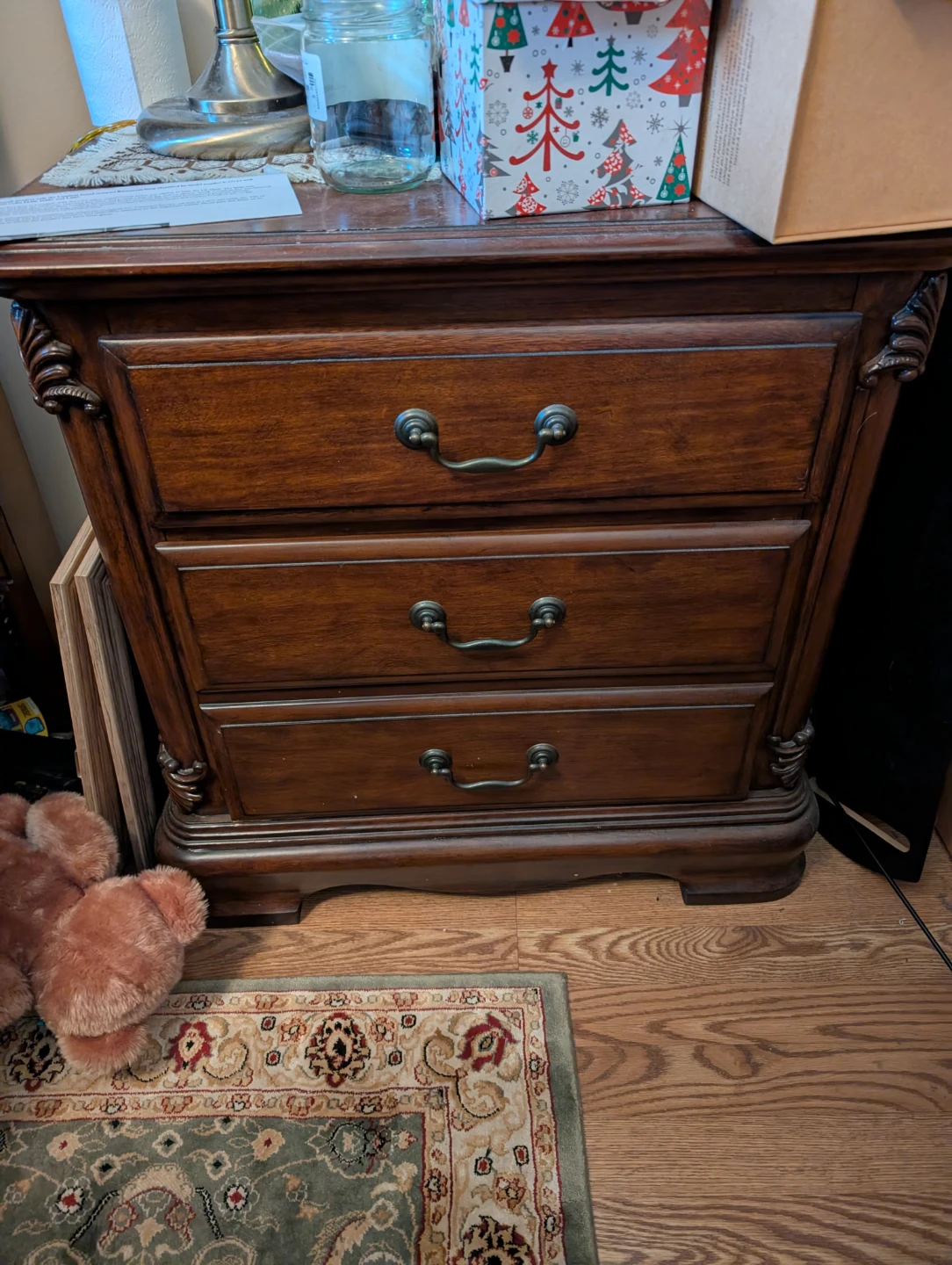 Wooden Dresser with Mirror, Night stand, and Bed frame/headboard - photo 4