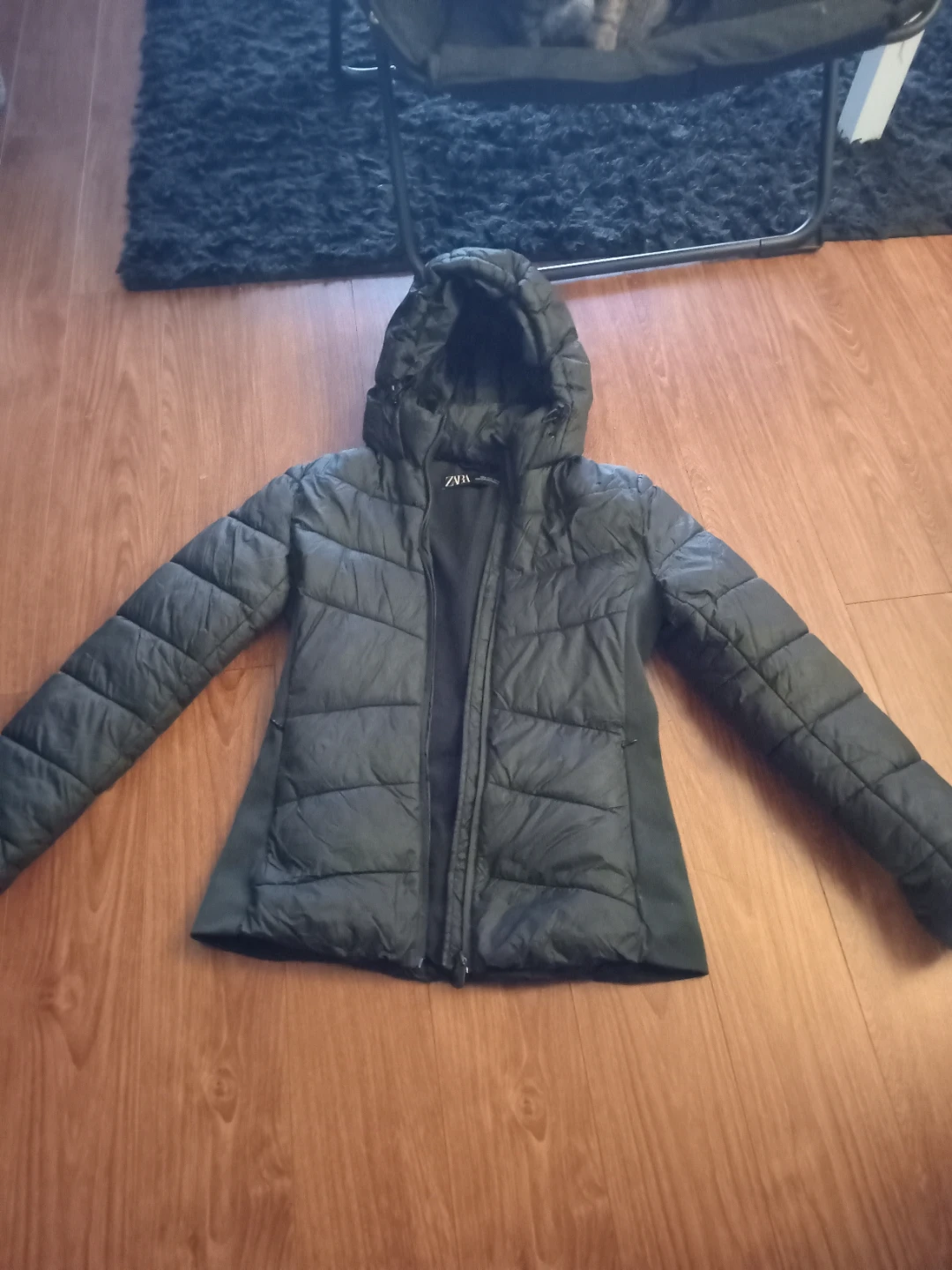 ZARA Black Puffer Jacket with Hood - photo 2