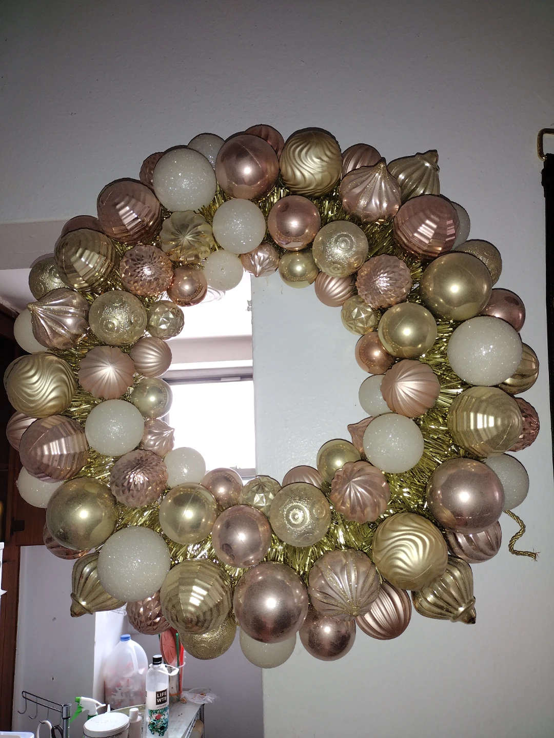 Christmas Ornament Wreath Rose Gold & Gold